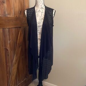 Faux Suede Lace Patterned Vest